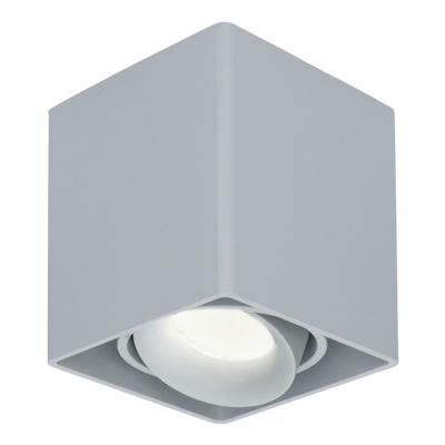 Vierkante LED Opbouwspot Esto - Kantelbaar - Dimbaar - 4000K neutraal wit - 4 Watt 345 Lumen - GU10 - Plafondspot - Voor binnen - Vervangbare afdekring - Grijs
