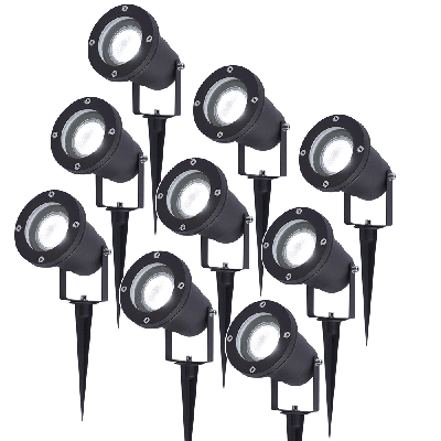 Set van 9 LED prikspots - 4 Watt 345 Lumen - Dimbaar - Kantelbaar - 6500K daglicht wit - GU10 - IP64 Waterdicht - Zwart - Tuinspots Set van 9 LED prikspots - 4 Watt 345 Lumen - Dimbaar - Kantelbaar - 6500K daglicht wit - GU10 - IP64 Waterdicht - Zwart - Tuinspots