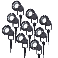 Set van 9 LED prikspots - 4 Watt 345 Lumen - Dimbaar - Kantelbaar - 6500K daglicht wit - GU10 - IP64 Waterdicht - Zwart - Tuinspots - thumbnail