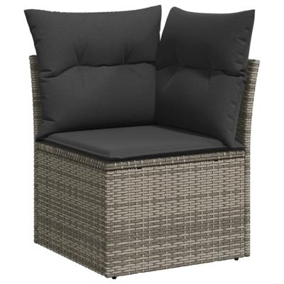 5-delige Loungeset met kussens poly rattan grijs - thumbnail