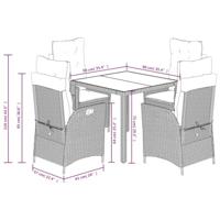 5-delige Tuinset met kussens poly rattan zwart - thumbnail