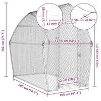 Kippenhok 200x105x182 cm gegalvaniseerd staal zilverkleurig - thumbnail