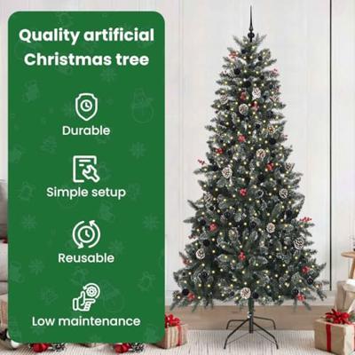 Kunstkerstboom met 300 LED Groen 240 cm PVC en Plastic en Staal