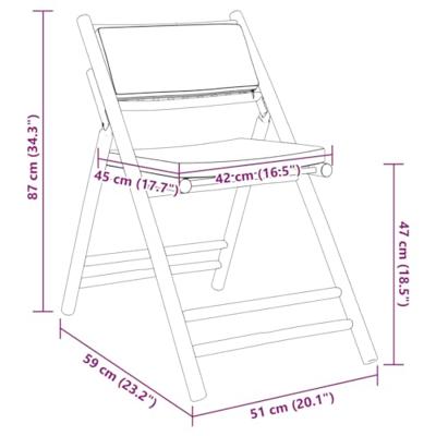 Bistrostoelen 2 st inklapbaar met kussens bamboe crmewit - thumbnail