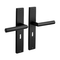 Mooi Deurbeslag Deurklink Ferro geveerd schild sleutelgat 55mm mat zwart - thumbnail