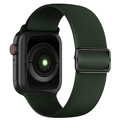 By Qubix - Elastische Solo Loop bandje - Groen - Compatible met Apple Watch 38mm / 40mm / 41mm / 42mm - Compatible Apple watch bandjes