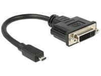 Delock 65563 HDMI / DVI Adapter [1x HDMI-stekker D micro - 1x DVI-bus 24+5-polig] Zwart 20.00 cm - thumbnail
