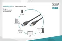 Digitus AK-300203-018-S USB-kabel USB 3.2 Gen1 USB-A stekker, USB-A bus 1.80 m Zwart - thumbnail