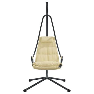 VidaXL Hangende ei-stoel beige 94 x 107 x 196,5 cm staal VidaXL Hangende ei-stoel beige 94 x 107 x 196,5 cm staal