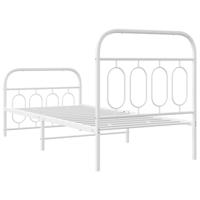 Bedframe met hoofd- en voeteneinde metaal wit 80x200 cm - thumbnail