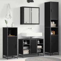 Badkamermeubelset met opslag 4 pcs Zwart eiken 80 x 33 x 60 cm - thumbnail