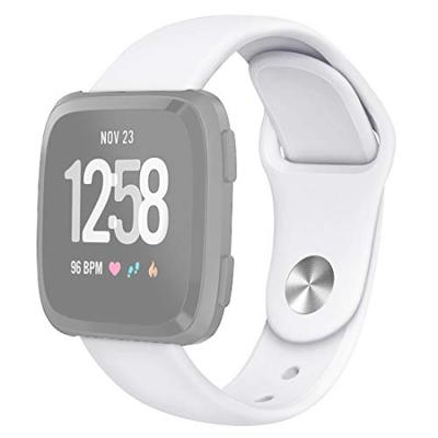 By Qubix - Compatible met Fitbit Versa 1/2 & Lite siliconen bandje - Maat: Large - Wit - Compatible fitbit bandje