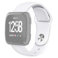By Qubix - Compatible met Fitbit Versa 1/2 & Lite siliconen bandje - Maat: Large - Wit - Compatible fitbit bandje - thumbnail