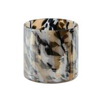 Kaarshouder Home ESPRIT Zwart Crème Kristal 12 x 12 x 11,5 cm - thumbnail