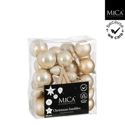 Mica Decorations Kerstballen Onbreekbaar 6 cm 40 Stuks Crème