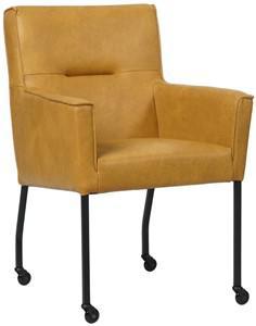 Cognac leren moderne eetkamerstoel Lucky - Granada leer Amber (cognac leer)