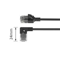 ACT Zwarte 0.25 meter U/UTP CAT6A LSZH slimline patchkabel met RJ45 connectoren. recht naar 90° haa - thumbnail