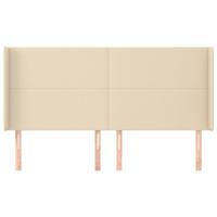 Hoofdbord met randen 203x16x118/128 cm stof crèmekleurig - thumbnail
