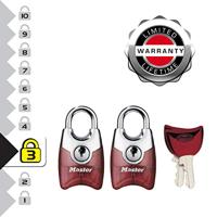 Masterlock 2 x 20mm - lexan & chrome plated zinc body - 10mm shrouded steel shack - 4630EURTAST - thumbnail