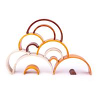 Bigjigs grote houten stapel regenboog naturel - thumbnail