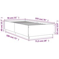 Bedframe met LED-verlichting bewerkt hout betongrijs 75x190 cm - thumbnail