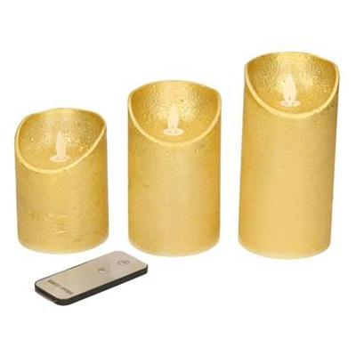 Batterijverlichting 3 kaarsen wax rustiek met bewegende vlam goud Anna's Collection - Annas collection