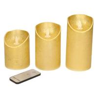 Batterijverlichting 3 kaarsen wax rustiek met bewegende vlam goud Anna's Collection - Annas collection - thumbnail