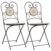 Bistrostoelen 2 st inklapbaar keramiek terracottakleurig en wit - thumbnail