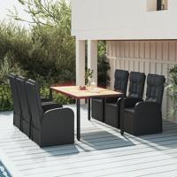 7-delige Tuinset met kussens poly rattan zwart - thumbnail