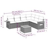 7-delige Loungeset met kussens poly rattan beige - thumbnail