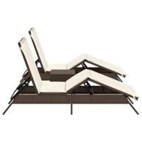Ligstoelen 2 st met tafel poly rattan bruin - thumbnail