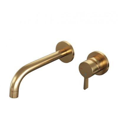 Brauer Gold Edition Wastafelmengkraan inbouw - gebogen uitloop links - hendel middel dik - model E 1 - PVD - geborsteld goud 5-GG-004-B1-65