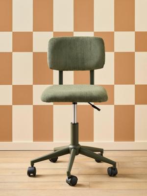 Bureaustoel met wieltjes voor kinderen in fluweel / velours groen Bureaustoel met wieltjes voor kinderen in fluweel / velours groen