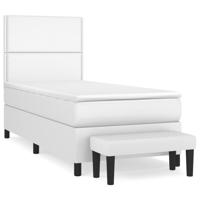 Boxspring met matras kunstleer wit 90x190 cm - thumbnail
