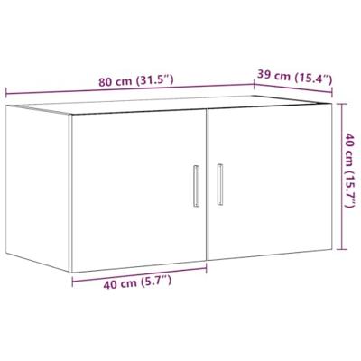 Wandkast 80x39x40 cm spaanplaat zwart eikenkleurig