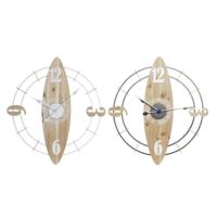 Muurklok DKD Home Decor Wit Natuurlijk Ijzer Hout MDF 61 x 4,5 x 66 cm (2 Stuks) - thumbnail