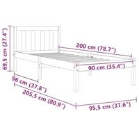 Bedframe massief grenenhout wasbruin 90x200 cm - thumbnail