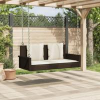 Schommelbank met kussens 119x56x48 cm poly rattan bruin - thumbnail