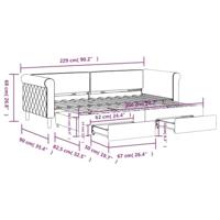 Slaapbank met onderschuifbed en lades 80x200 cm fluweel roze - thumbnail