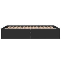 Bedframe bewerkt hout zwart 135x190 cm - thumbnail