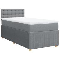 Boxspring met matras stof lichtgrijs 90x200 cm - thumbnail