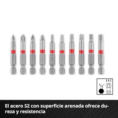 Einhell Karabiner Bit Set 10tlg 118623 Bitset 1/4 (6.3 mm), PH, PZ, Torx, Zeskant