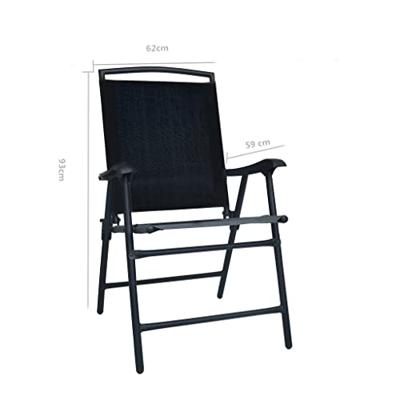 Tuinstoelen inklapbaar 2 st textileen zwart - thumbnail