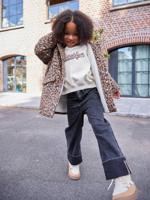 Mantel met capuchon van Laine stof met luipaardprint voor meisjes bruin - thumbnail