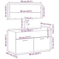 Badkamermeubelset Wandgemonteerd 3 pcs Zwart Eiken Bewerkt hout - thumbnail