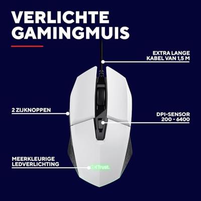 Muis Trust 25066 GXT109W Wit Zwart/Wit