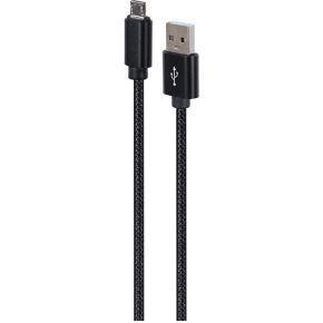 Gembird CCDB-mUSB2B-AMBM-6 Katoenen gevlochten micro-USB-kabel met metalen connectoren, 1,8 m, zwart