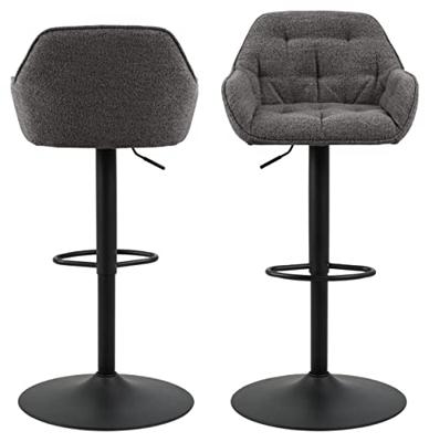 Bendt Draaibare Barkruk 'Loren' Bouclé, kleur Antraciet (zithoogte 63-84cm)