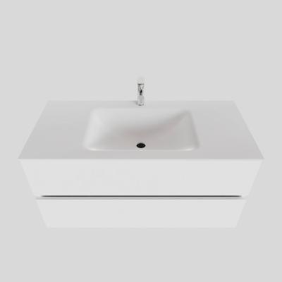Badkamermeubel Solid Surface BWS Oslo 100x46 cm Midden Mat Wit (met 1 kraangat) Badkamermeubel Solid Surface BWS Oslo 100x46 cm Midden Mat Wit (met 1 kraangat)