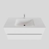 Badkamermeubel Solid Surface BWS Oslo 100x46 cm Midden Mat Wit (met 1 kraangat) - thumbnail